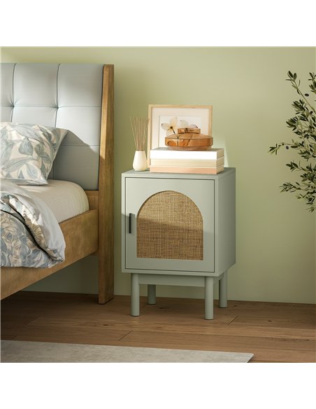 HOMCOM Rattan Bedside Table for Bedroom - Light Green - pic 193334 | FastDaddyshop