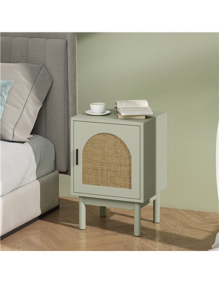 HOMCOM Rattan Bedside Table for Bedroom - Light Green - pic 193340 | FastDaddyshop