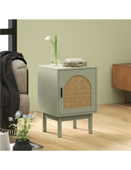 HOMCOM Rattan Bedside Table for Bedroom - Light Green - pic 193341 | FastDaddyshop