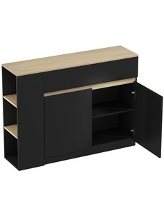 HOMCOM Kitchen Island, Storage Cabinet with Adjustable Shelf, 2 Drawers, 3 Open Shelves, Black