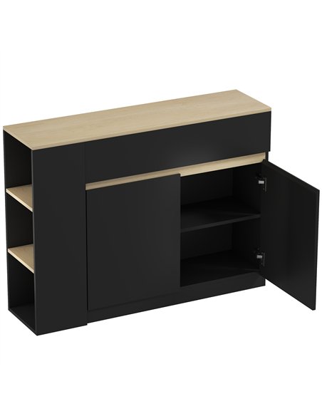 HOMCOM Kitchen Island, Storage Cabinet with Adjustable Shelf, 2 Drawers, 3 Open Shelves, Black - pic 193342 | FastDaddyshop