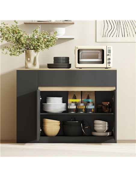 HOMCOM Kitchen Island, Storage Cabinet with Adjustable Shelf, 2 Drawers, 3 Open Shelves, Black - pic 193349 | FastDaddyshop