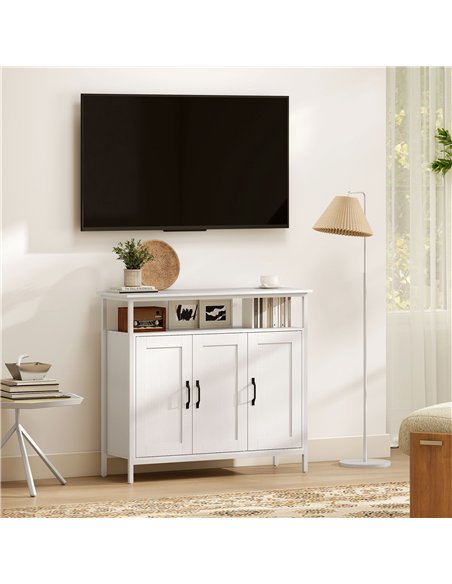 HOMCOM Industrial Kitchen Sideboard with Open Shelf, 2 Cabinets, Adjustable Shelves for Living Room, Dining Room, White - pic 193358 | FastDaddyshop