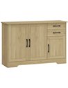 HOMCOM Sideboard with 2 Drawers Modern Storage Cabinet, Kitchen Cupboard with Adjustable Shelf and 3 Doors Natural