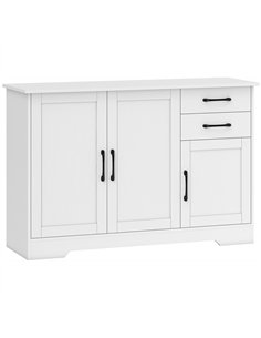 HOMCOM Sideboard with 2 Drawers Modern Storage Cabinet, Kitchen Cupboard with Adjustable Shelf and 3 Doors White