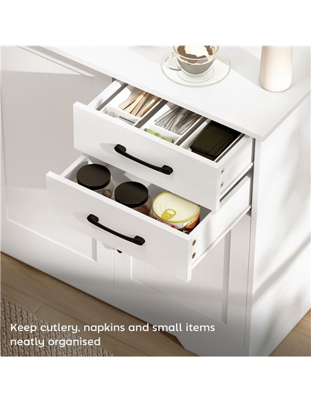HOMCOM Sideboard with 2 Drawers Modern Storage Cabinet, Kitchen Cupboard with Adjustable Shelf and 3 Doors White - pic 193373 | FastDaddyshop