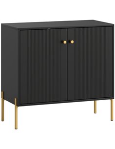 HOMCOM Sideboard Buffet Cabinet, Coffee Bar Cabinet with Fluted Doors and Adjustable Shelf, Black