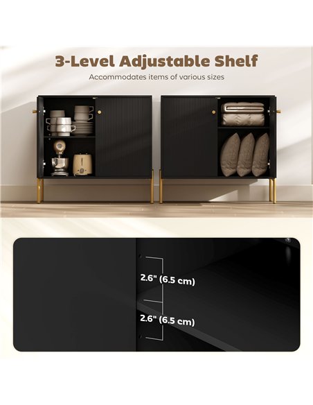 HOMCOM Sideboard Buffet Cabinet, Coffee Bar Cabinet with Fluted Doors and Adjustable Shelf, Black - pic 193381 | FastDaddyshop