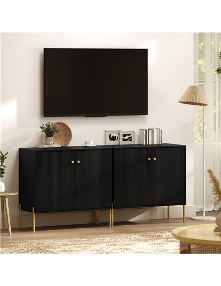 HOMCOM Sideboard Buffet Cabinet, Coffee Bar Cabinet with Fluted Doors and Adjustable Shelf, Black - pic 193384 | FastDaddyshop
