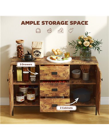 HOMCOM Modern Rustic Brown Sideboard