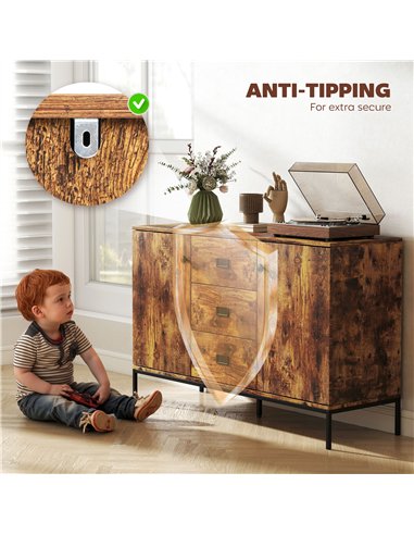 HOMCOM Modern Rustic Brown Sideboard