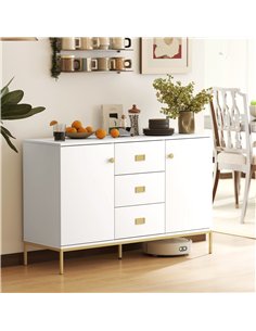 HOMCOM Modern White and Gold Sideboard 2
