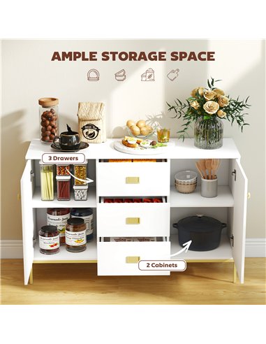 HOMCOM Modern White and Gold Sideboard