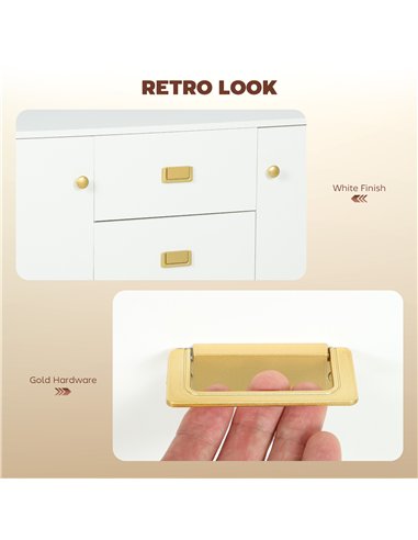 HOMCOM Modern White and Gold Sideboard