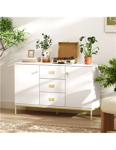 HOMCOM Modern White and Gold Sideboard