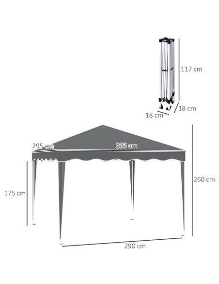 Outsunny 3x3m Pop Up Gazebo with Carry Bag, Wave Edge, Grey - pic 19341 | FastDaddyshop