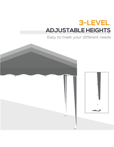 Outsunny 3x3m Pop Up Gazebo with Carry Bag, Wave Edge, Grey
