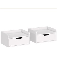 HOMCOM Floating Nightstands Set of 2, Wall Mounted Bedside Table with Drawer for Bedroom, White