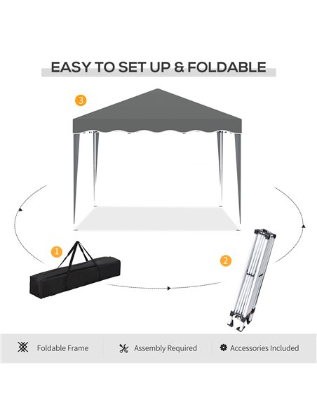 Outsunny 3x3m Pop Up Gazebo with Carry Bag, Wave Edge, Grey - pic 19343 | FastDaddyshop