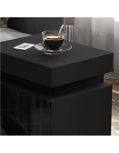 HOMCOM High Gloss Front Bedside Tables Set of 2, Nightstands with RGB LED Light and 2 Drawers, Chest of Drawers for Bedroom, Liv