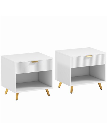 HOMCOM Bedside Tables Set of 2, Bedside Cabinets With Drawer and Open Compartment, Nightstands With Handle for Bedroom, Living R - pic 193441 | FastDaddyshop
