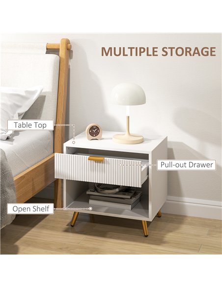HOMCOM Bedside Tables Set of 2, Bedside Cabinets With Drawer and Open Compartment, Nightstands With Handle for Bedroom, Living R - pic 193445 | FastDaddyshop