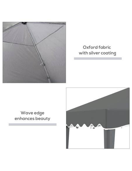 Outsunny 3x3m Pop Up Gazebo with Carry Bag, Wave Edge, Grey - pic 19345 | FastDaddyshop