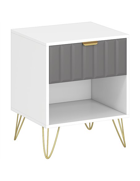 HOMCOM Bedside Table Modern Bedside Cabinet with Drawer and Open Compartment, 45 x 40 x 55, White - pic 193459 | FastDaddyshop