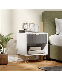 HOMCOM Bedside Table Modern Bedside Cabinet with Drawer and Open Compartment, 45 x 40 x 55, White 2