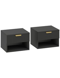 HOMCOM Floating Nightstands Set of 2, Modern Wall Mounted Bedside Tables, Black