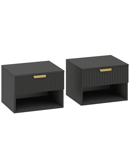 HOMCOM Floating Nightstands Set of 2, Modern Wall Mounted Bedside Tables, Black - pic 193468 | FastDaddyshop