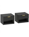 HOMCOM Floating Nightstands Set of 2, Modern Wall Mounted Bedside Tables, Black