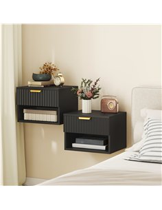 HOMCOM Floating Nightstands Set of 2, Modern Wall Mounted Bedside Tables, Black 2