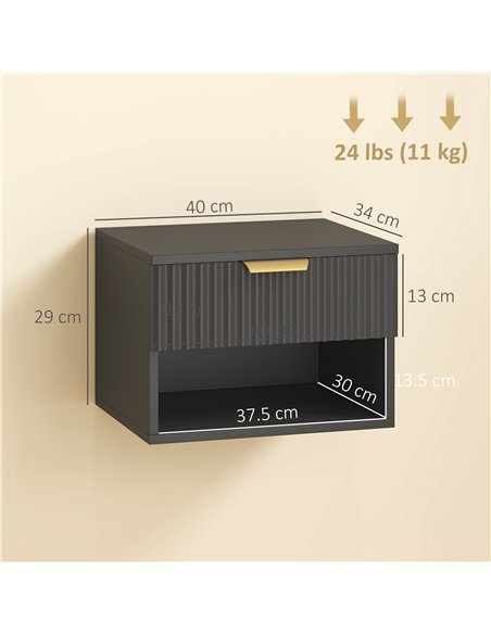 HOMCOM Floating Nightstands Set of 2, Modern Wall Mounted Bedside Tables, Black - pic 193470 | FastDaddyshop