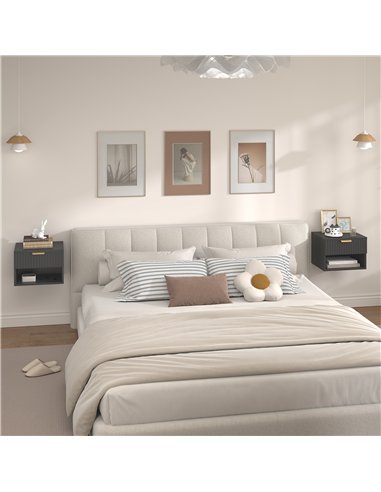 HOMCOM Floating Nightstands Set of 2, Modern Wall Mounted Bedside Tables, Black