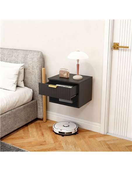 HOMCOM Floating Nightstands Set of 2, Modern Wall Mounted Bedside Tables, Black - pic 193476 | FastDaddyshop