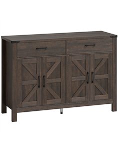 HOMCOM Kitchen Cupboard, Sideboard with 4 Doors, 2 Drawers and 2 Adjustable Shelves for Dining Room, Dark Brown