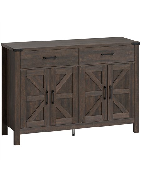 HOMCOM Kitchen Cupboard, Sideboard with 4 Doors, 2 Drawers and 2 Adjustable Shelves for Dining Room, Dark Brown - pic 193477 | FastDaddyshop