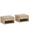 HOMCOM Set of Two Floating Bedside Tables - Natural Wood Finish