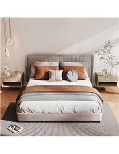 HOMCOM Set of Two Floating Bedside Tables - Natural Wood Finish 2