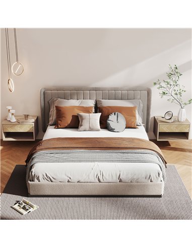 HOMCOM Set of Two Floating Bedside Tables - Natural Wood Finish
