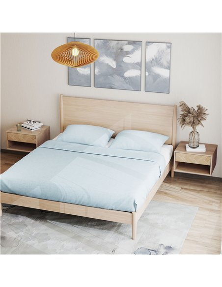 HOMCOM Set of Two Floating Bedside Tables - Natural Wood Finish - pic 193521 | FastDaddyshop