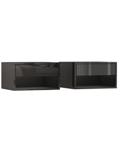 HOMCOM Floating Bedside Tables Set of 2, Wall Mounted Nightstand, High Gloss Black