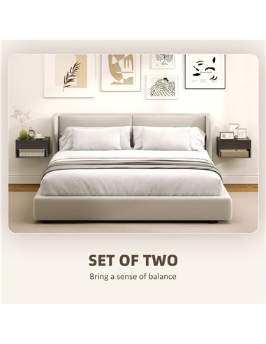 HOMCOM Floating Bedside Tables Set of 2, Wall Mounted Nightstand, High Gloss Black