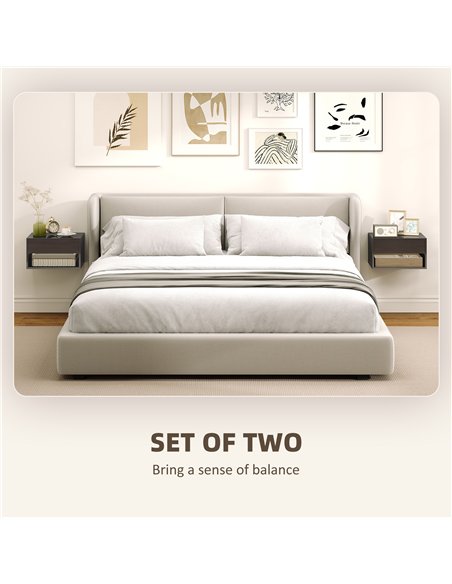 HOMCOM Floating Bedside Tables Set of 2, Wall Mounted Nightstand, High Gloss Black - pic 193525 | FastDaddyshop