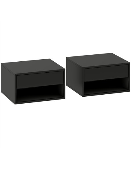 HOMCOM Floating Bedside Tables Set of 2, Wall Mounted Nightstand, Black - pic 193540 | FastDaddyshop