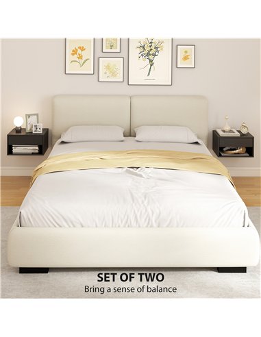 HOMCOM Floating Bedside Tables Set of 2, Wall Mounted Nightstand, Black