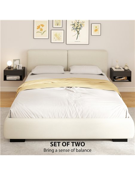 HOMCOM Floating Bedside Tables Set of 2, Wall Mounted Nightstand, Black - pic 193543 | FastDaddyshop