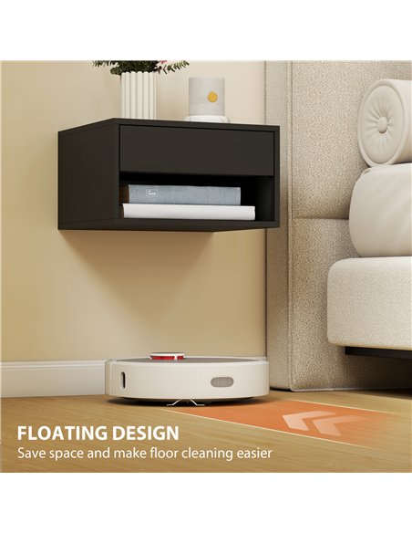 HOMCOM Floating Bedside Tables Set of 2, Wall Mounted Nightstand, Black - pic 193544 | FastDaddyshop
