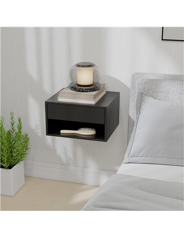 HOMCOM Floating Bedside Tables Set of 2, Wall Mounted Nightstand, Black